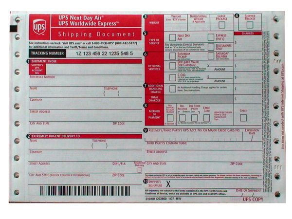 UPS air waybill